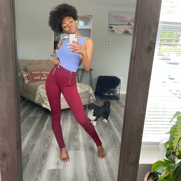 Burgundy Skinny Dress Pants For Any Occasion Double Zipped Extra Comfort - Picture 1 of 16